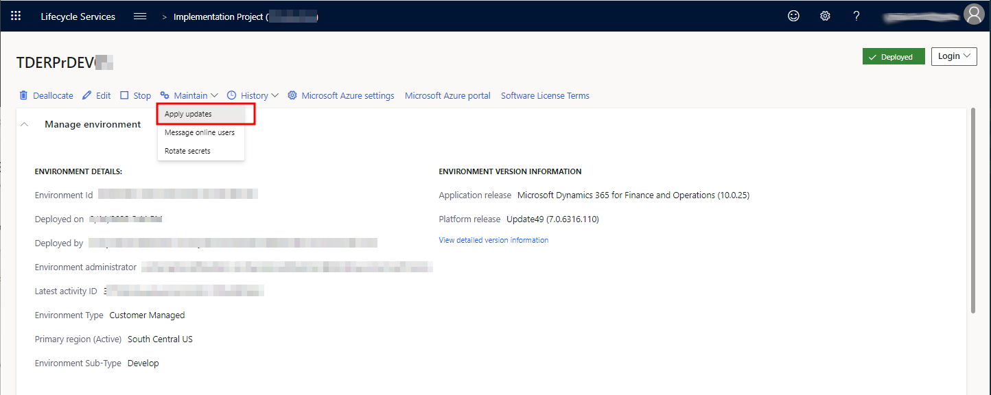 Apply package to the environment1