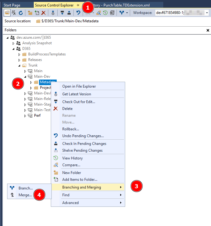 Select source branch