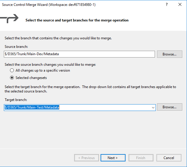 Select source branch