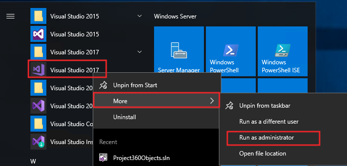 Open VS as administrator